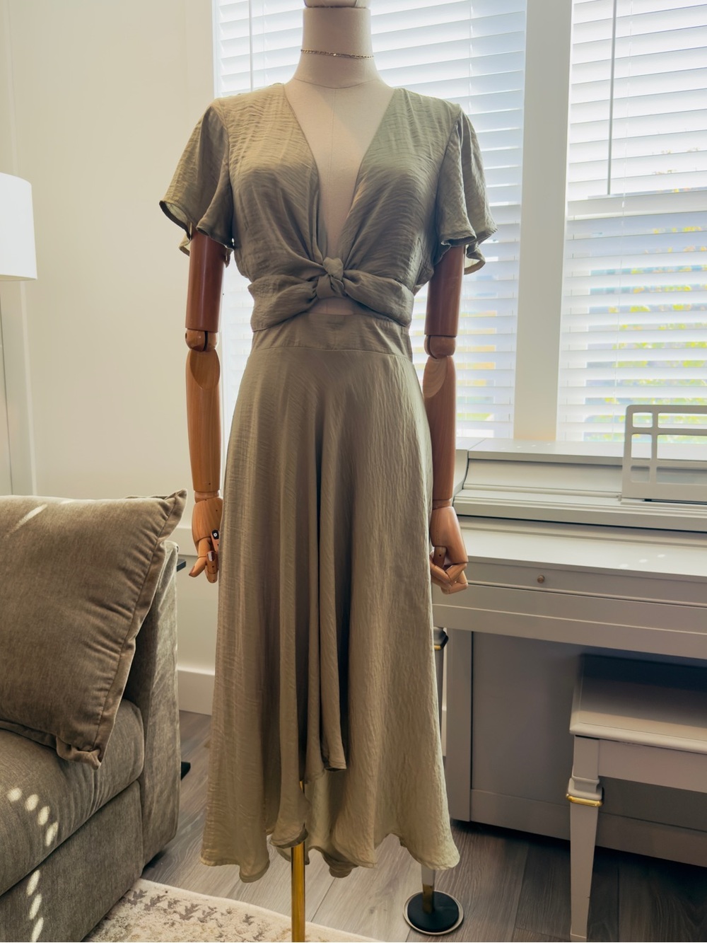 Billy J Sunny Daze Olive Convertible High Low Dress | US Size S | AUS Size 8